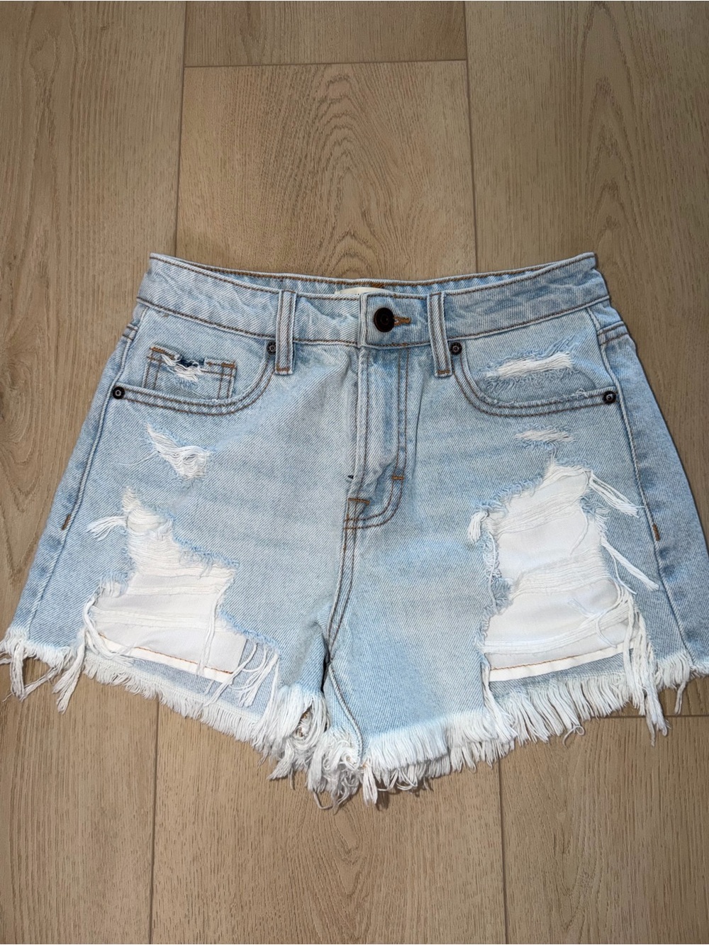 Hidden Jeans Light Blue Distressed Denim Shorts Size XS